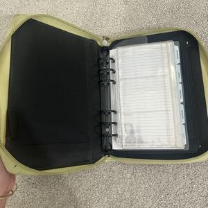 Vintage Franklin leather Covey 365 Monthly Zipper binder organizer Lime Green